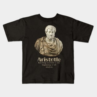 Aristotle Sculpture Art with Quote Kids T-Shirt